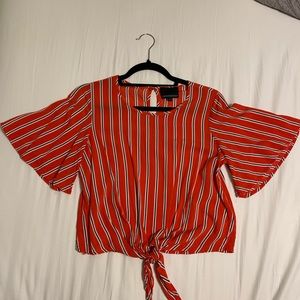 Cynthia Rowley flutter sleeve tie front top